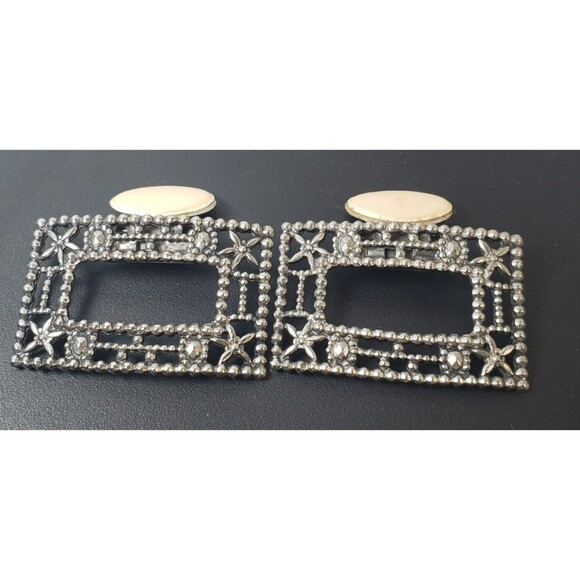 Vintage Antique1920’s ART DECO Metal Marcasite Design SHOE CLIPS signed TIP TOE - Picture 8 of 15